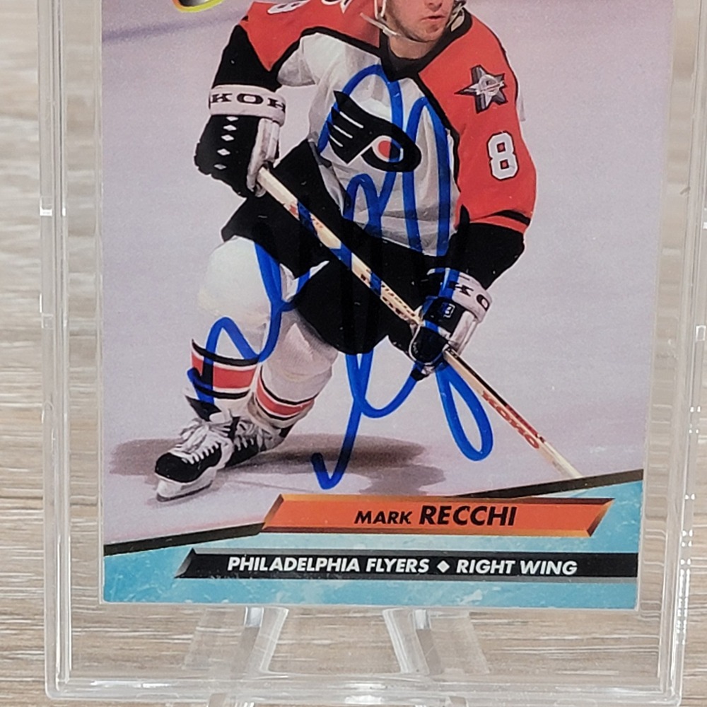 Mark Recchi Autographed 1992 93 Fleer Ultra Philadelphia Flyers Hockey Card - Picture 3 of 6